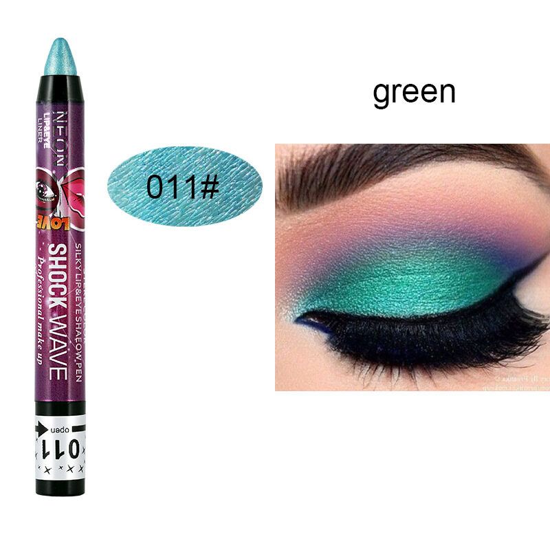 HEISSER VERKAUF Medona 12 Farben 2 in 1 Glitzer Lidschatten Stick Schimmer Lippenstift Lippe Nicht leicht zu verwischen Liegender Seidenraupenstift_voghion.com