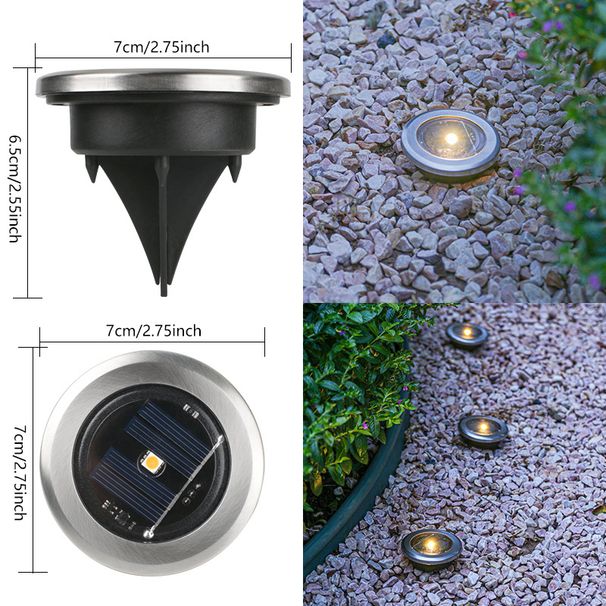 Luci solari da giardino, impermeabili, a LED, per esterni, per l'illuminazione di vialetti, cortili e patii - Bianco caldo/bianco freddo (opzioni 1/4/8 LED)_voghion.com