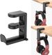 Rotating Headphone Stand - PC Gaming Headset Holder, Adjustable Clamp-on Under Desk Hanger With 360 Degree Swivel & Cable Clip Organizer - Black_voghion.com