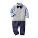 Mother&Kids Boys and gentlemen shirt with cotton wool thread vest trousers bow tie four-piece set_voghion.com
