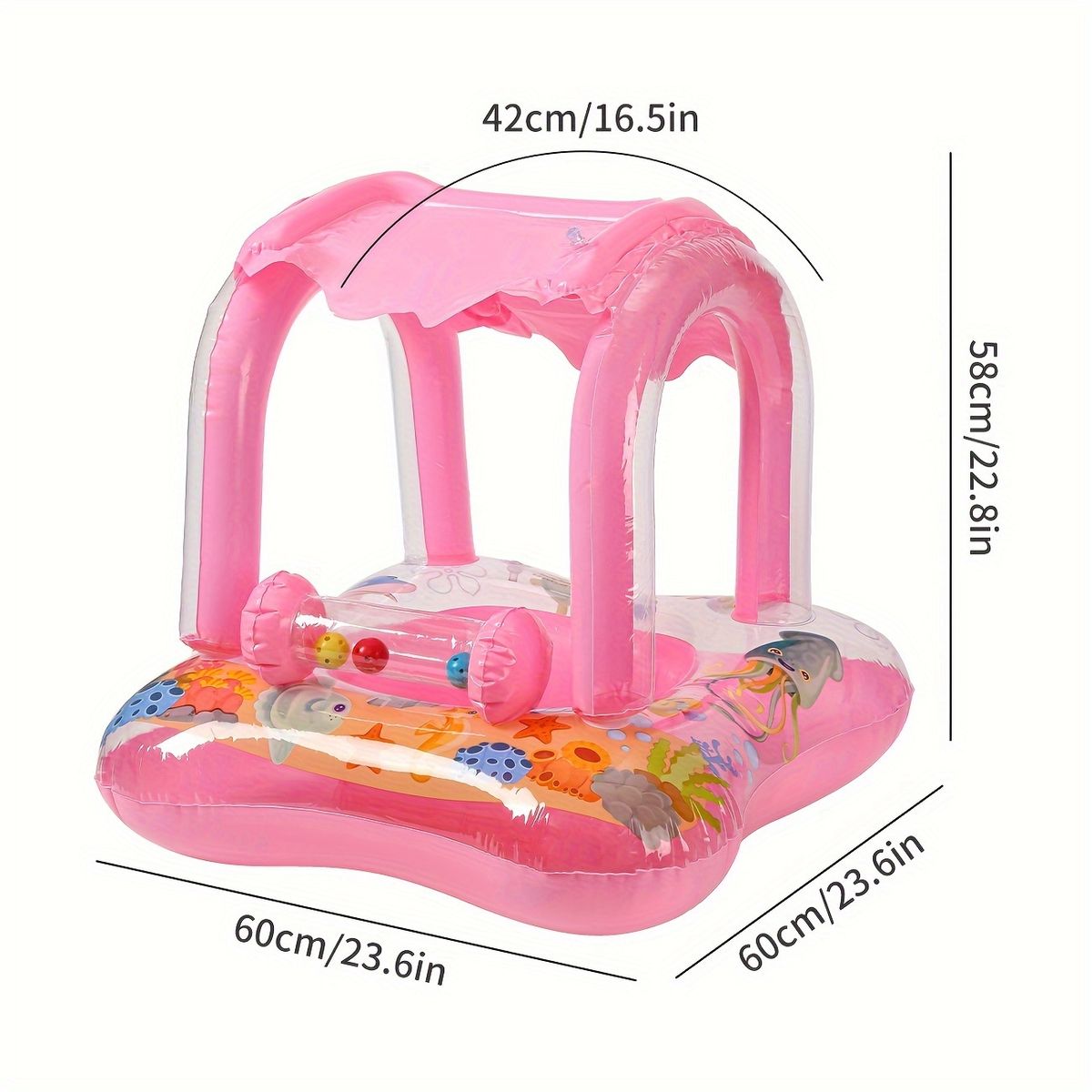 1pc Thickened Inflatable Sunshade Bell Seat Ring Blue Pink PVC Material Swimming Seat Ring Floating Ring Armpit Ring Beach Toy_voghion.com