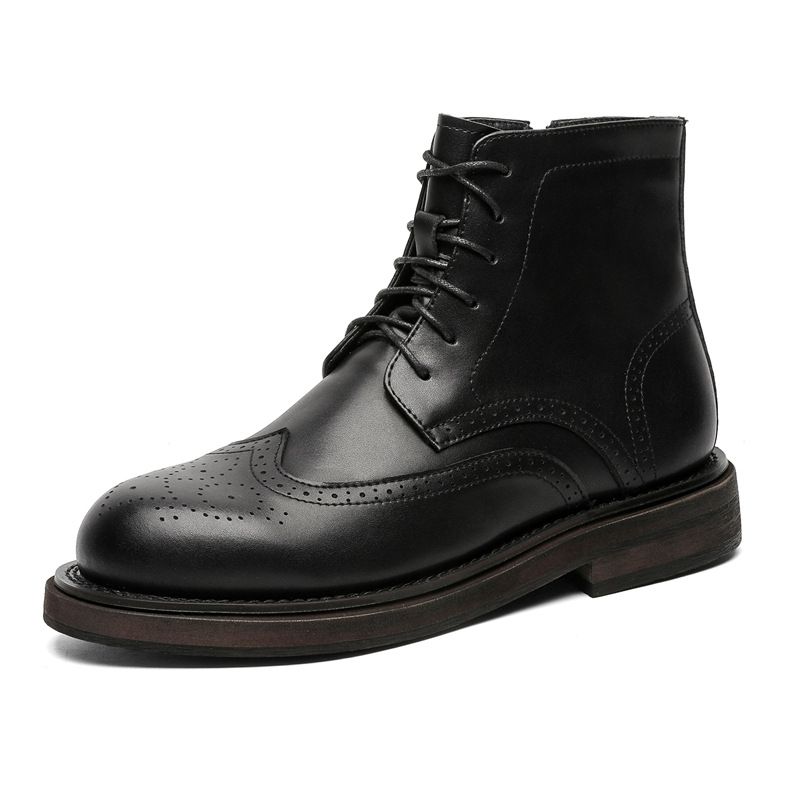 Martin Boots High-top Shoes Retro Short Boots Business Dress Thick-soled Heightening Casual Leather Shoes_voghion.com
