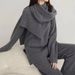 Enger Pullover, Strickpullover, Hose mit weitem Bein, Schal, Oberteil, Hose, dreiteiliges Set_voghion.com
