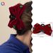 Haarspange mit Samtschleife und Glocke – elegantes Haaraccessoire im koreanischen Stil für Frauen, perfekt für Hochsteckfrisuren und Pferdeschwänze (Dunkelgrün/Burgunderrot)_voghion.com