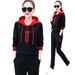 Conjunto feminino oversized com moletom e calça jogger – Poliéster leve, roupa de descanso estampada (M-3XL, Preto/Vermelho/Marrom)_voghion.com