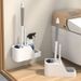 Set scopino WC grigio canna di fucile e bianco - Kit di pulizia in alluminio spaziale da parete con setole angolate, pulitore per fessure e supporto, installazione senza trapano_voghion.com