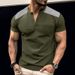 2024 Sommer Herren Button-Up T-Shirt Color Block Thin Henry Kurzarm Top für Männer_voghion.com