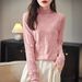 New Spring Pullover Knit Sweater 2024 Korean Version Solid Color Long Sleeve Base Shirt For Women Half High Collar_voghion.com