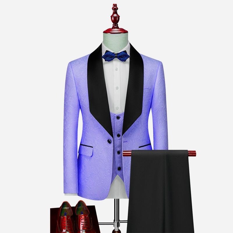 CT Herren Business Casual Set für Hochzeit Bräutigam Smoking Dreiteiliger Anzug_voghion.com