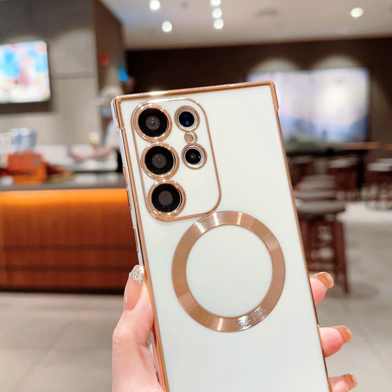 Überzug Silikon für Magsafe Fall für Samsung Galaxy S23 Ultra S22 Plus S21 S20FE S21FE S 23 Magnetische Weiche Volle schutzhülle_voghion.com