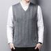 Men's Autumn And Winter New V Neck Knitted Vest Casual Pullover Solid Color Sleeveless Twisted Sweater Vest Bottoming Shirt_voghion.com