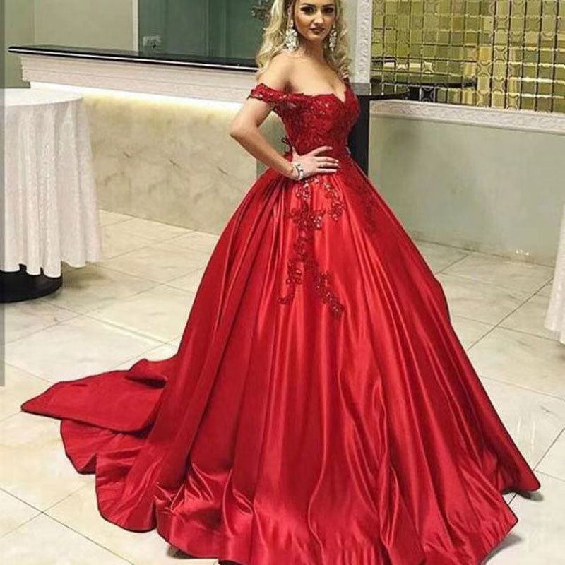 Vêtements pour femmes dames nouvelle robe de mariée longue tempérament rouge à une épaule_voghion.com