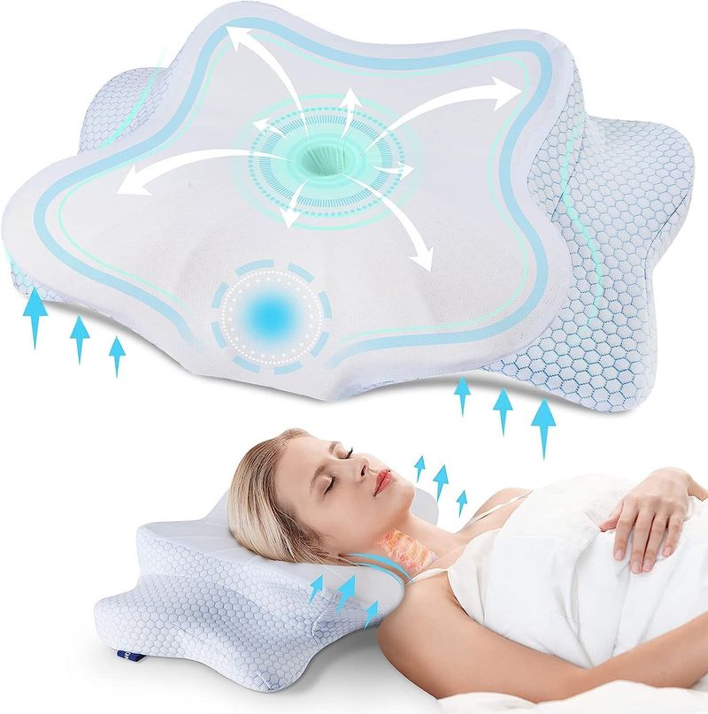 Cervical Pillow For Neck And Shoulder,Contour Memory Foam Pillow,Ergonomic Neck Support Pillow For Side Back Stomach Sleepers With Pillowcase_voghion.com