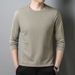 Men's T-Shirt 100% Combed Cotton Spring And Autumn New Long Sleeved Solid Color Hoodie Round Neck Pullover Fashionable_voghion.com