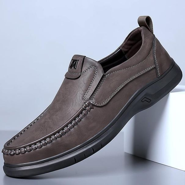 Geeignet für alle Jahreszeiten Herren 2025 Sommer Neue Rindsleder Weiche Sohle Atmungsaktiv Business Casual Leder Dünne Slip-On Dad Schuhe Männer_voghion.com