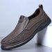 Geeignet für alle Jahreszeiten Herren 2025 Sommer Neue Rindsleder Weiche Sohle Atmungsaktiv Business Casual Leder Dünne Slip-On Dad Schuhe Männer_voghion.com