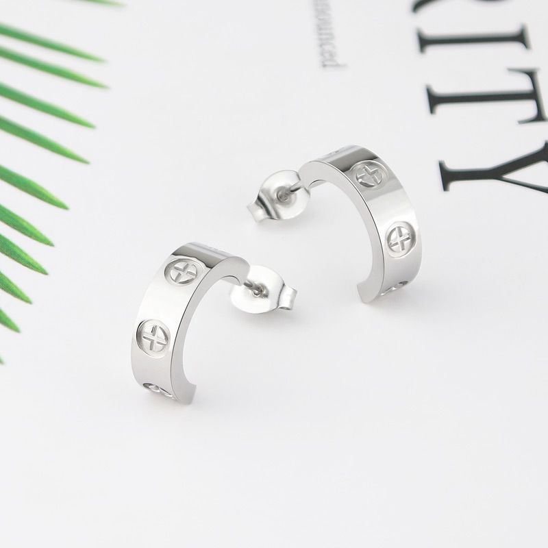Orecchini a forma di croce di lusso da donna, orecchini classici a forma di C intarsiati con diamanti, orecchini da donna in acciaio al titanio_voghion.com