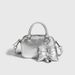 Einfache multifunktionale weiche Leder Mini Silber kleine Handtasche Umhängetasche Fashion Hundred Freizeit täglich_voghion.com