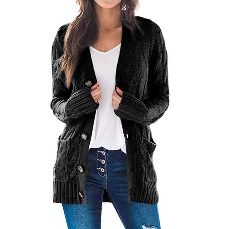 Damenbekleidung Beliebter Pullover Große Strickjacke Strickpullover Damen Mittellange Jacke_voghion.com