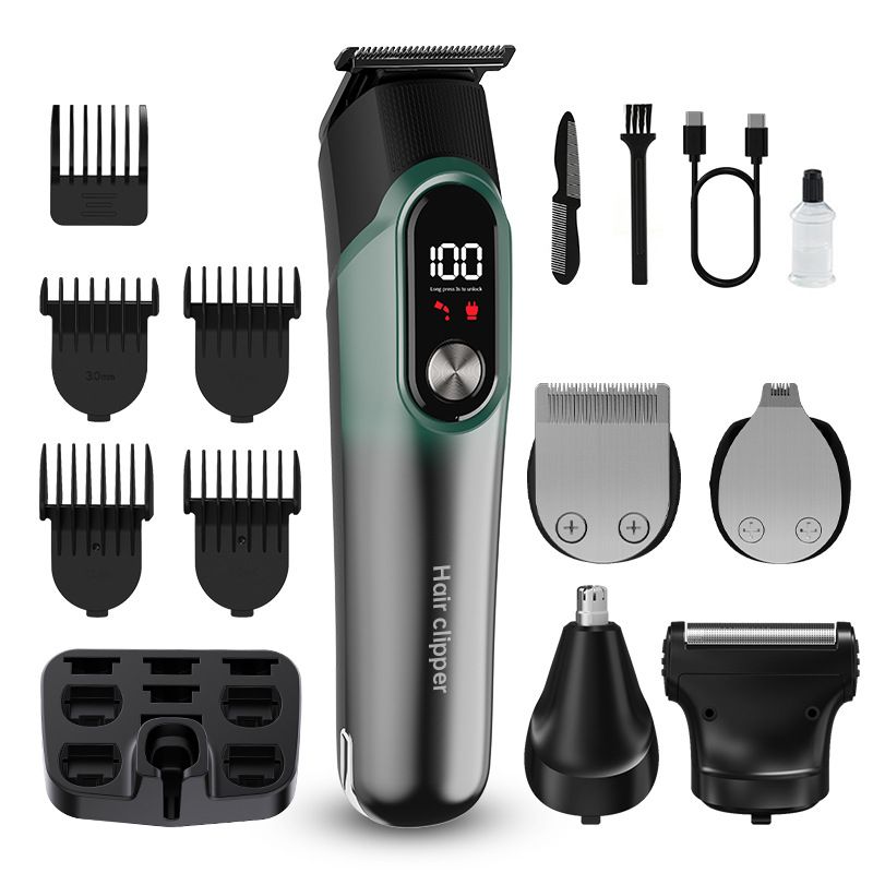 Hair Trimmer Hair Clipper Five In One Set Digital Display Electric Hair Clipper Shaving Head Adjustable Carving Multi Function Electric Hair Clipper_voghion.com