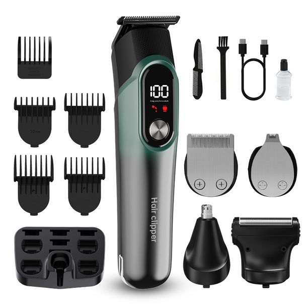 Hair Trimmer Hair Clipper Five In One Set Digital Display Electric Hair Clipper Shaving Head Adjustable Carving Multi Function Electric Hair Clipper_voghion.com