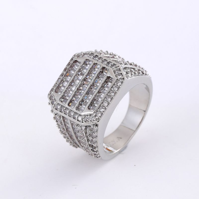 Nieuwe rechthoekige Cubaanse volle zirkoon hiphop trendy herensieraden ringaccessoire_voghion.com