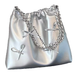 Borsa a tracolla grande capacità con catena in argento texture da donna, estate 2025, alla moda, casual, adatta per pendolari di tutti i giorni_voghion.com