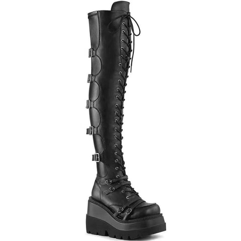 Nowe buty na koturnie z okrągłym noskiem dla dam rycerskich_voghion.com
