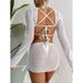 Verve 2025 New Style Tie Bikini Three-Piece Swimsuit For Women With High-End Mesh Cover-Up Beach Swimwear_voghion.com