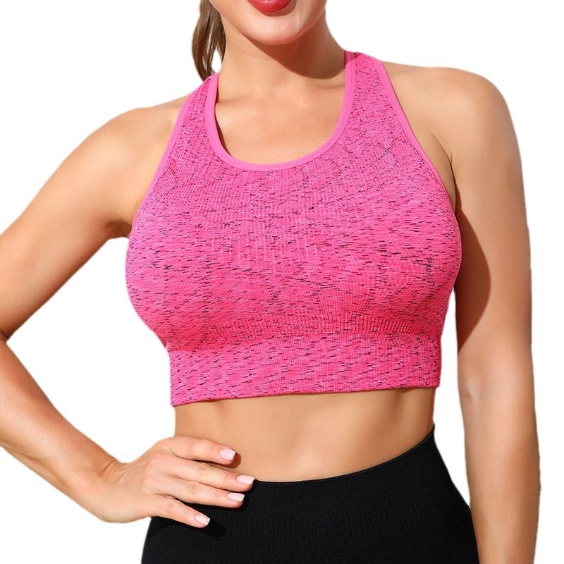 Reggiseno sportivo push-up antiurto per corsa e yoga da donna, con incrocio sulla schiena e color block_voghion.com
