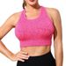 Reggiseno sportivo push-up antiurto per corsa e yoga da donna, con incrocio sulla schiena e color block_voghion.com