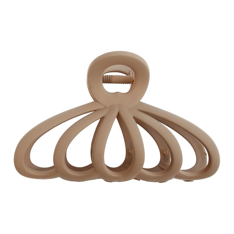 Brown Hollow Fan-Shaped Elegant Claw Clip - Matte Finish Versatile Large Shark Clip For Back-of-Head Styling - Premium Hair Accessory_voghion.com