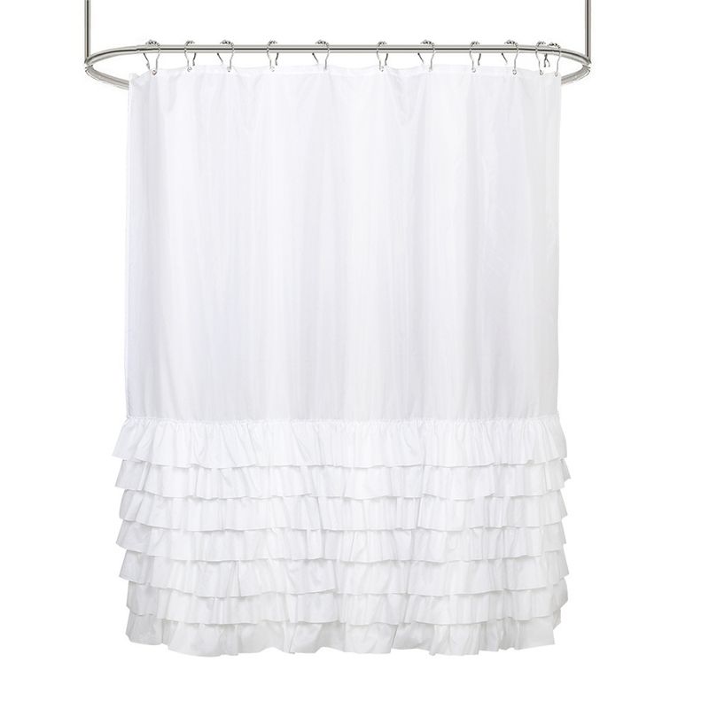 Modern Minimalist Waterproof Polyester Shower Curtain – 180x180cm Solid Color Bathroom Partition With Optional Lace Trim_voghion.com