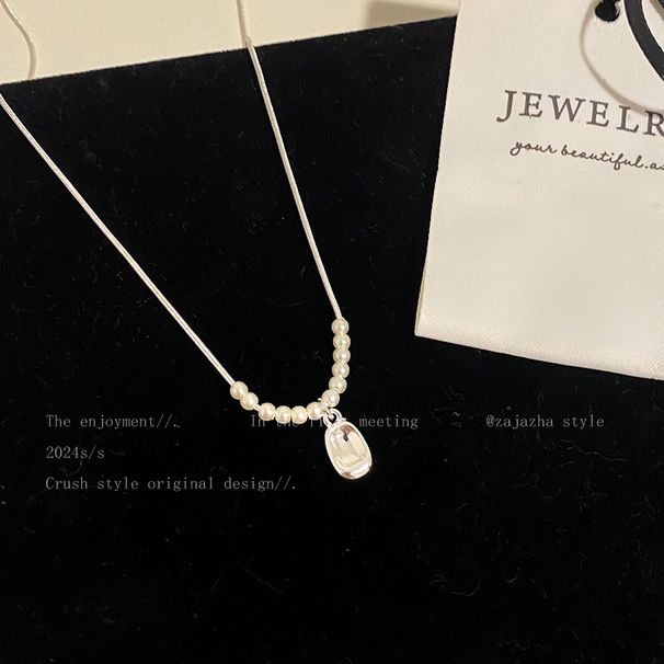 Franse parelhangerketting voor vrouwen licht luxe niche-ontwerp high-end vriendinnenketting retro eenvoudig veelzijdig sleutelbeenketting_voghion.com