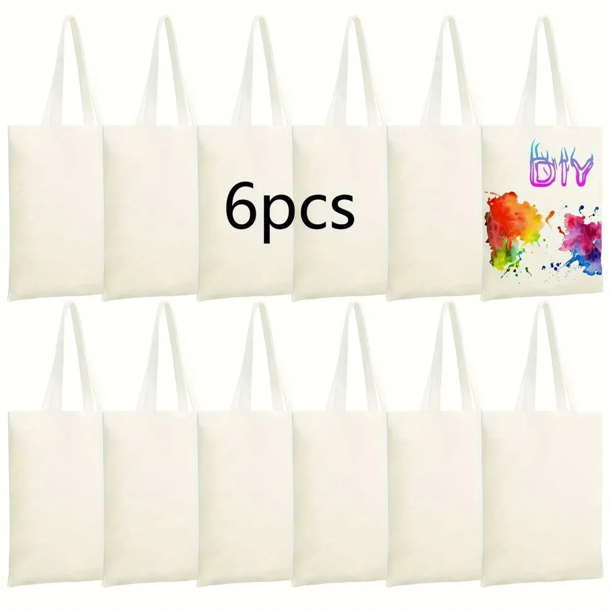 6 Pack Blank DIY Tote Bags-Washable Reusable Grocery Bags Heat Transfer/Sublimation Projects Ideal For Shopping Errands_voghion.com