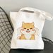 Shiba Inu Printed Canvas Bag Single Shoulder Backpack Student Casual Hand Shopping Bag_voghion.com