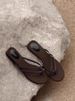 Soft Leather Version ~ Niche Woven High End Flip Flops Light Luxury Flat Flip Flops Casual Beach Sandals Women's Trend_voghion.com