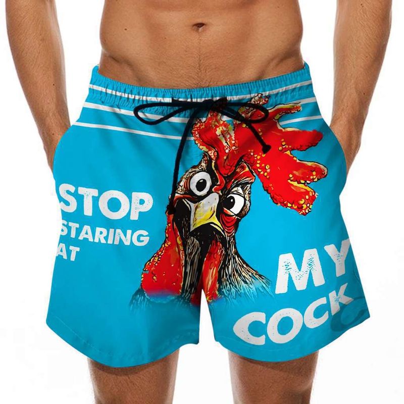 2023 new cross-border European and American fun turkey head casual shorts beach pants men's clothing surrounding 3D digital printing_voghion.com