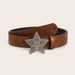 HOT Fashionable Women's Spicy Girl Everyday Versatile Brown Texture Button Belt Star Print Pattern Unisex_voghion.com