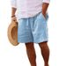 Männer Kleeder Summer nei Kotteng a Lengen Shorts String elastesch Taille riicht Been zolidd Faarf breathable alldeeglech Strand Fënnefpunkt Casual Shorts_voghion.com