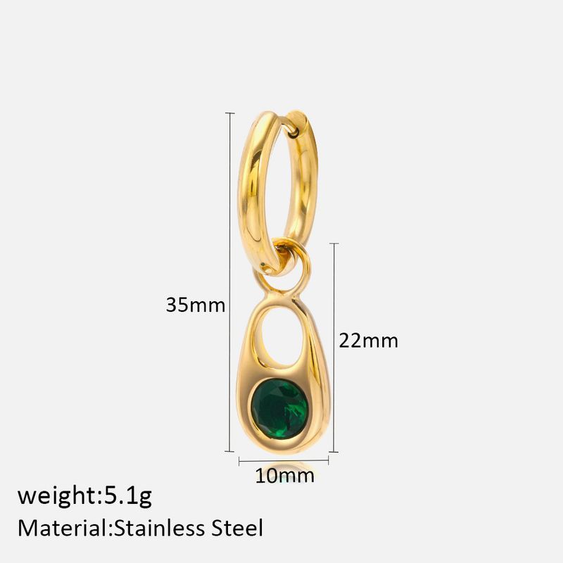 Orecchini con fibbia ad orecchio in acciaio al titanio semplice pendente ellittico oro galvanizzato_voghion.com