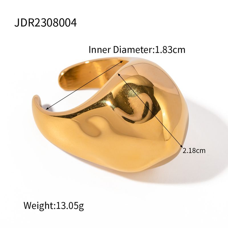 JD Designer-Ring aus goldfarbenem Edelstahl mit offenem, kugelförmigem Hammermuster für Damenaccessoires_voghion.com