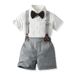 Kinderkleidung Sommer Jungen Kurzarm Overall Anzug Baumwolle weißes Hemd Geburtstagsleistung Kleidung Kinderkleidung_voghion.com