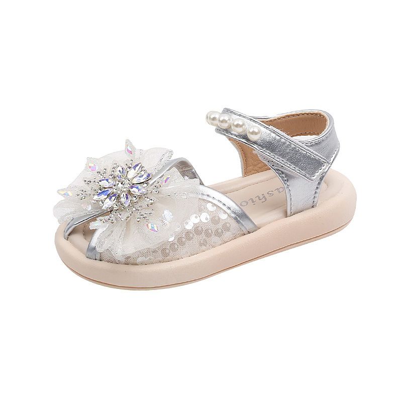 Children's Shoes Children's Pearl Fish Mouth Sandals Summer New Version Girls Rhinestone Bow Princess Shoes With Skirt_voghion.com