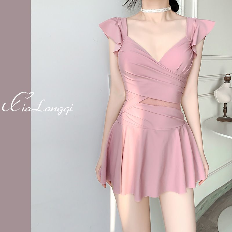 One-Piece Swimsuit For Women, Summer Pure Desire Style, Conservative Skirt Design, Tummy Control, Slimming, Small Chest_voghion.com