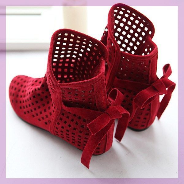 New Style Women's Hollow Out With Hidden Wedge Short Mesh Boots Casual Sandals For Women_voghion.com