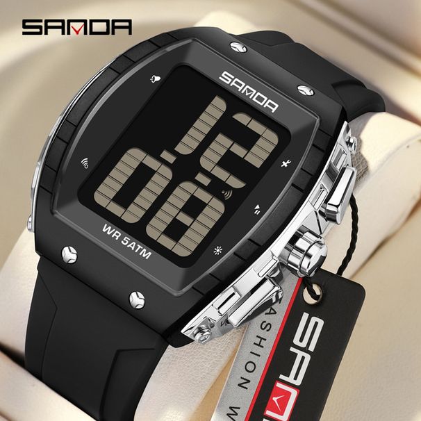 Unisex Digital Watch With Voice Announcement, Night Light, Alarm, Waterproof 50m, Bucket Shape, Silicone Strap, ABS Case Waterproof Watch_voghion.com