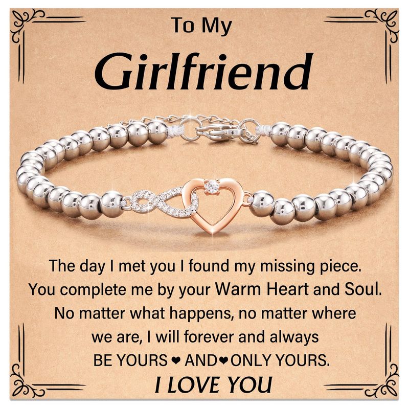 Damen-Geschenkarmband, Stahlperlen, unendliche Liebe, Anpassungskettenarmband, 8-förmiges Diamant-Gold-Liebesarmband_voghion.com