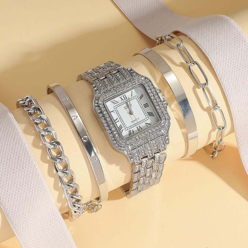 5pcs/set Roman Numeral Dial Exquisite Watch With Multiple Style Chain Bracelet Set_voghion.com