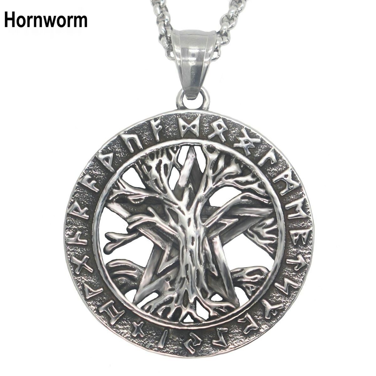 Collana con ciondolo celtico dell'albero della vita, da uomo, in acciaio inossidabile, stile punk, retrò, vintage, cool, vichingo, runa_voghion.com